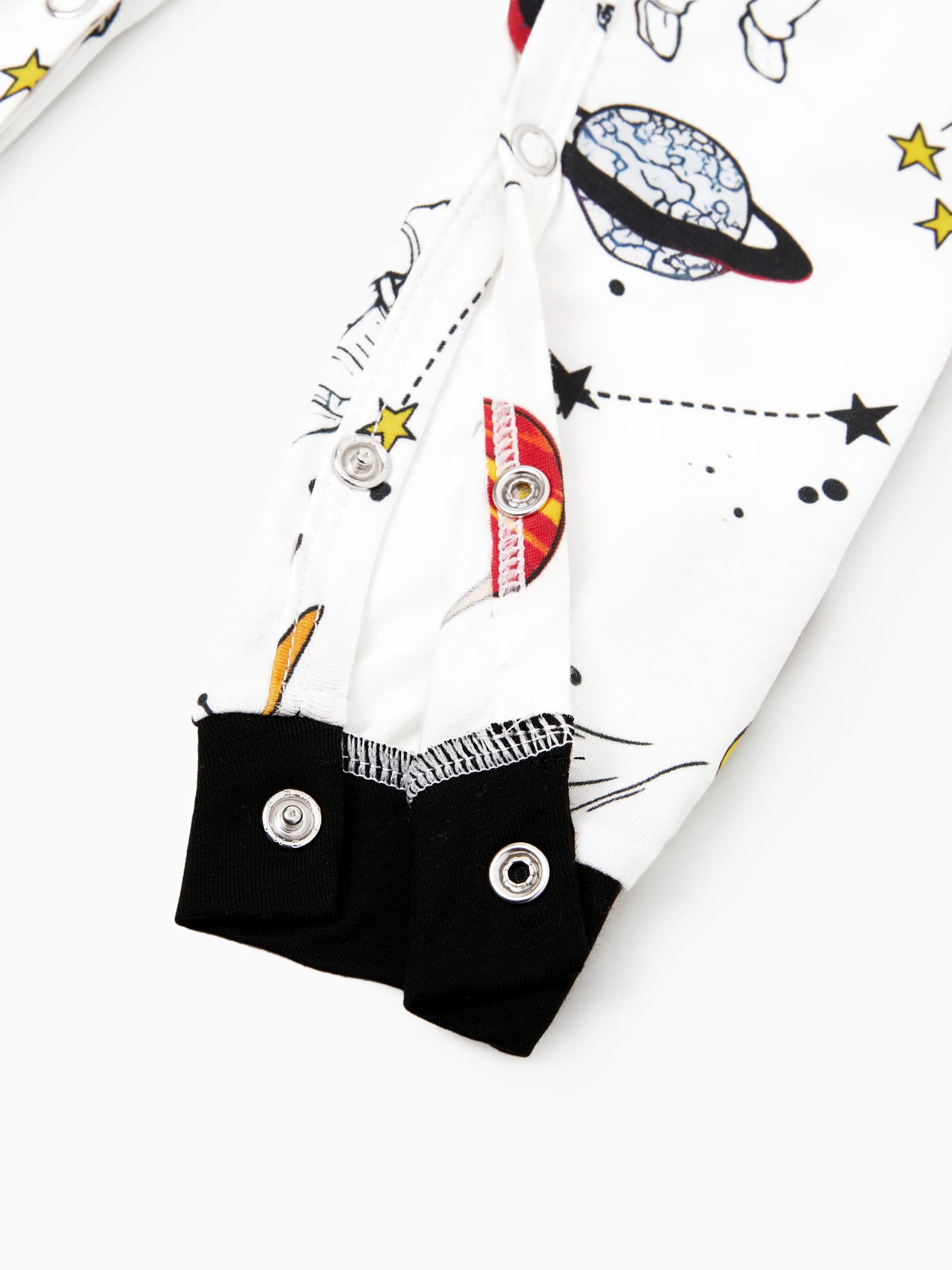 Bamboo Family Pajamas Space Theme Print Short-sleeve Matching Pajama set ( Snug-Fitting for Children ) White