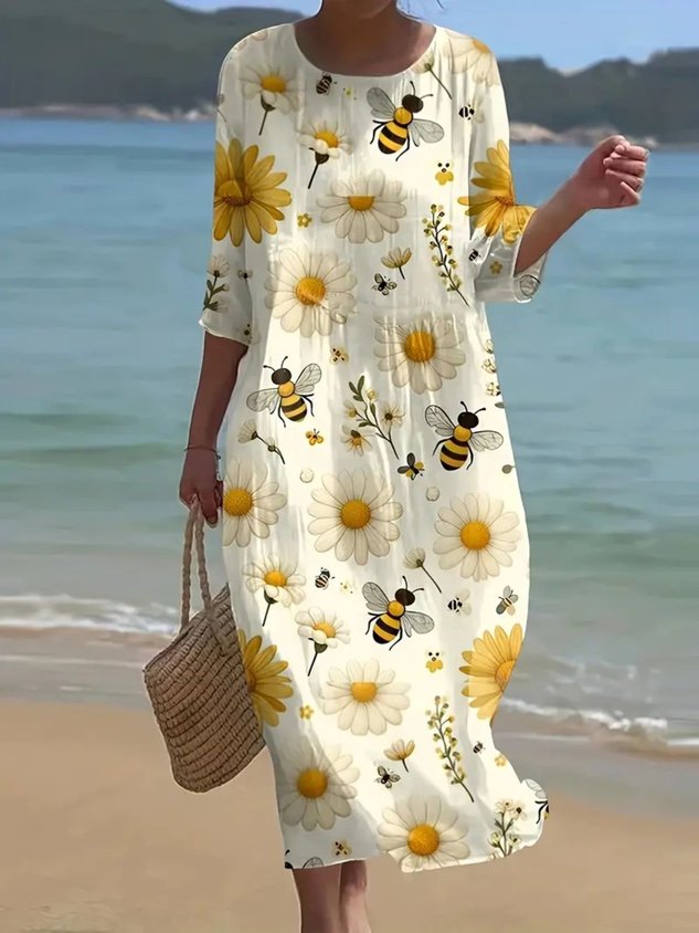 Vacation Regular Fit Daisy Dress With No