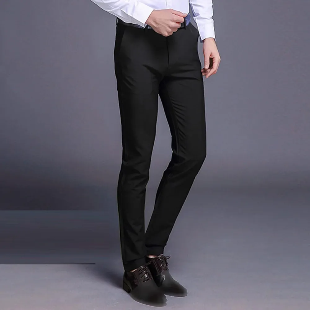 Men's Stretch Dress Pants Slim Fit Skinny Suit Pants