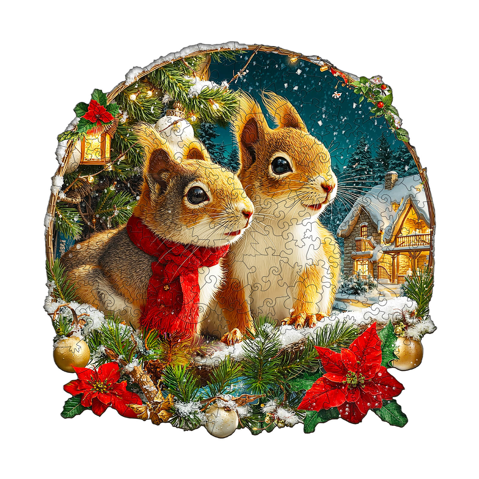 Christmas Squirrel Combination Wooden Jigsaw Puzzle