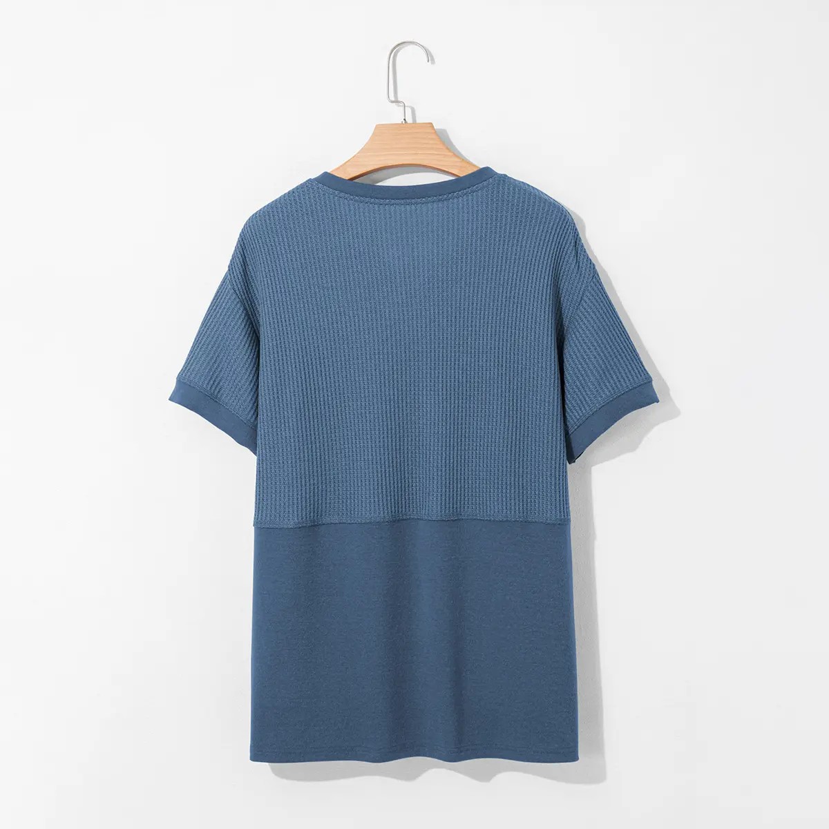 2026 Spring/Summer Cozy Oversized Waffle Knit V-Neck Short Sleeve Pullover Tunic