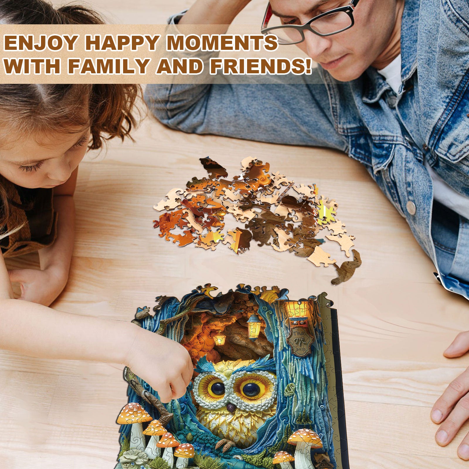 Owl Beneath The Light Wooden Jigsaw Puzzle