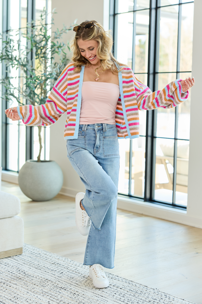 Jennie Multi Striped Cropped Cardigan