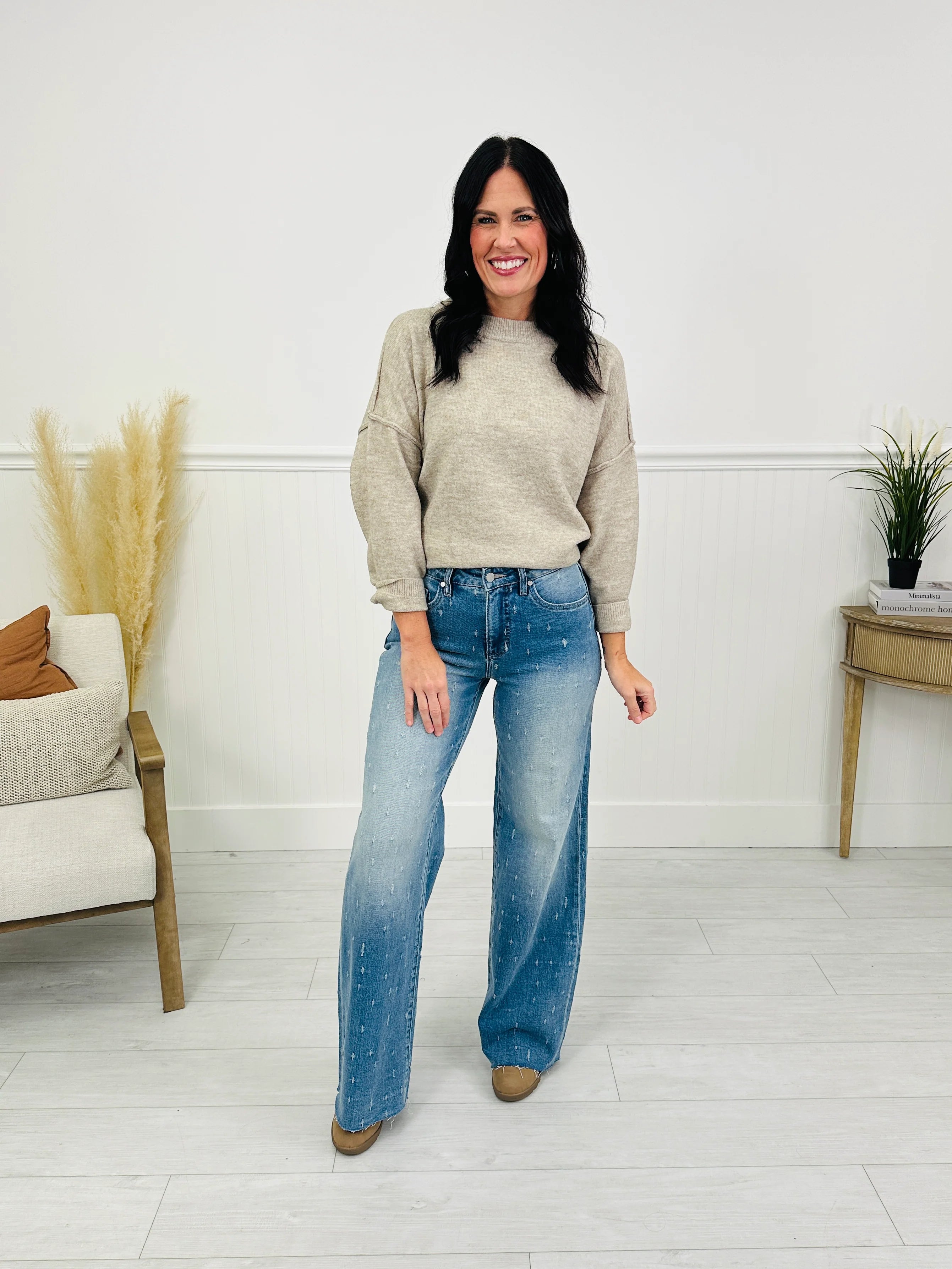 Cat Scratch Fever Tummy Control Wide Leg Jeans