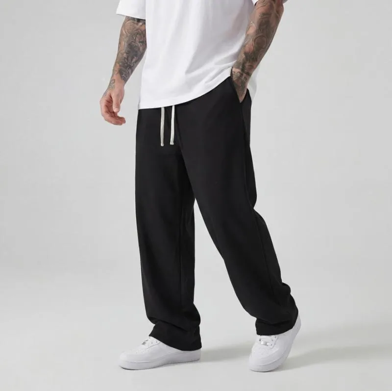 Men's Casual Jogger Pants - Straight-leg loose fit, elastic waistband with drawstring, side pockets