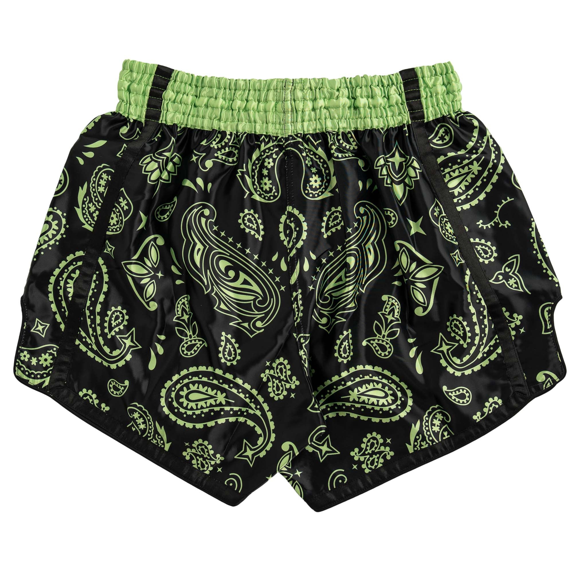 BANDANA FIGHT SHORTS - BLACK / NEON GREEN