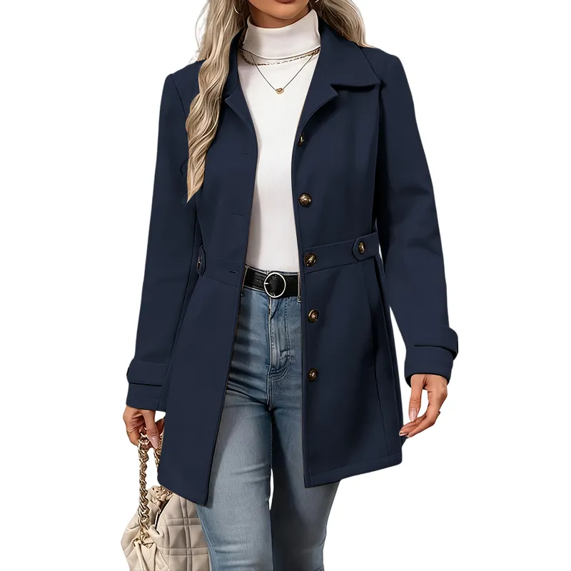 Women's Elegant Overcoat Notched Shawl Collar Single Breasted Outerwear Winter Long Coat