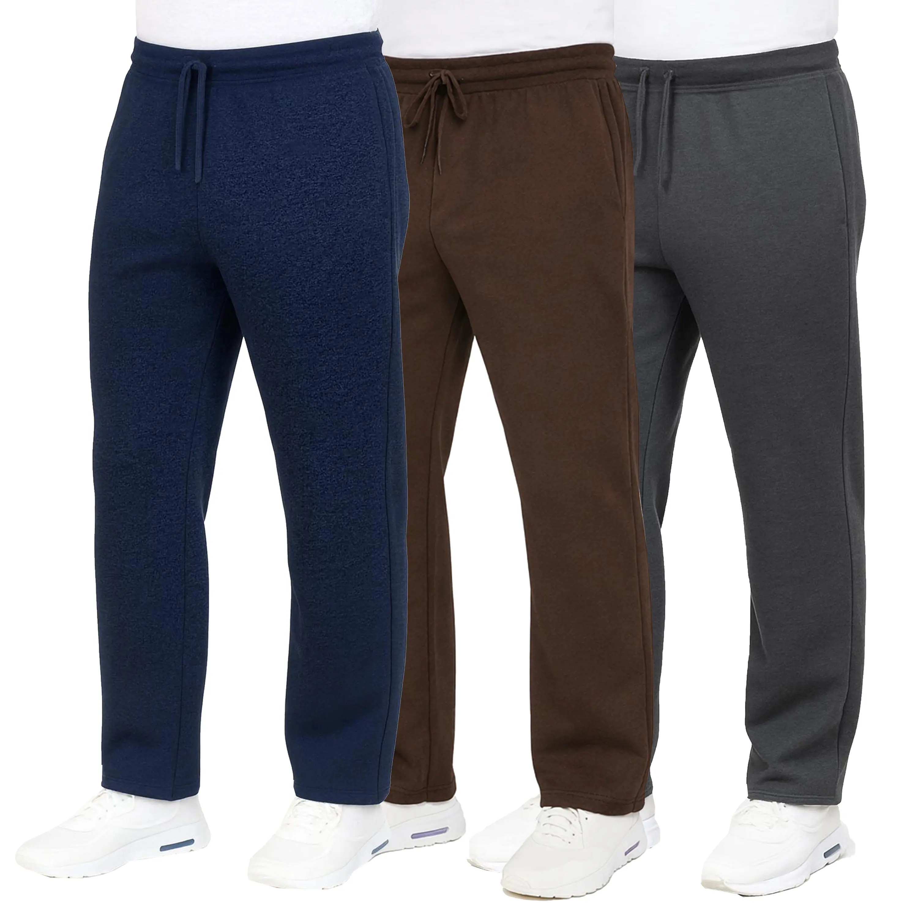 3-Pack Men's Classic Heavyweight Fleece Sweatpants with Open Bottom