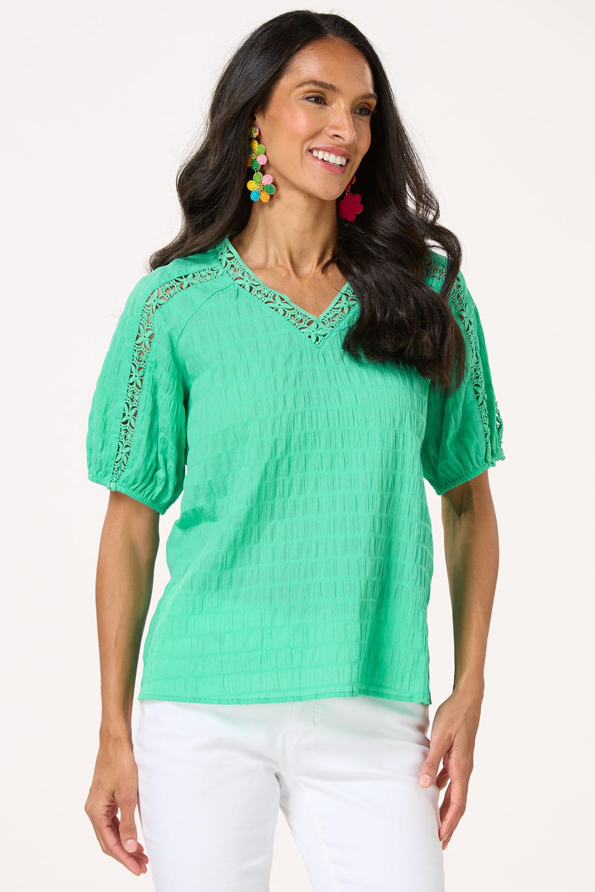 Floral Crochet Trim Top