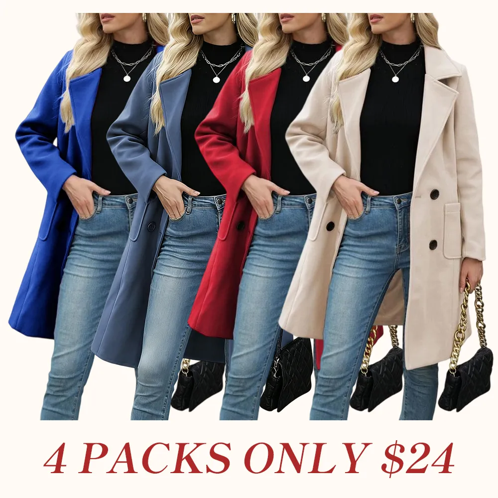 Women Winter Wool Blend Camel Mid-Long Coat