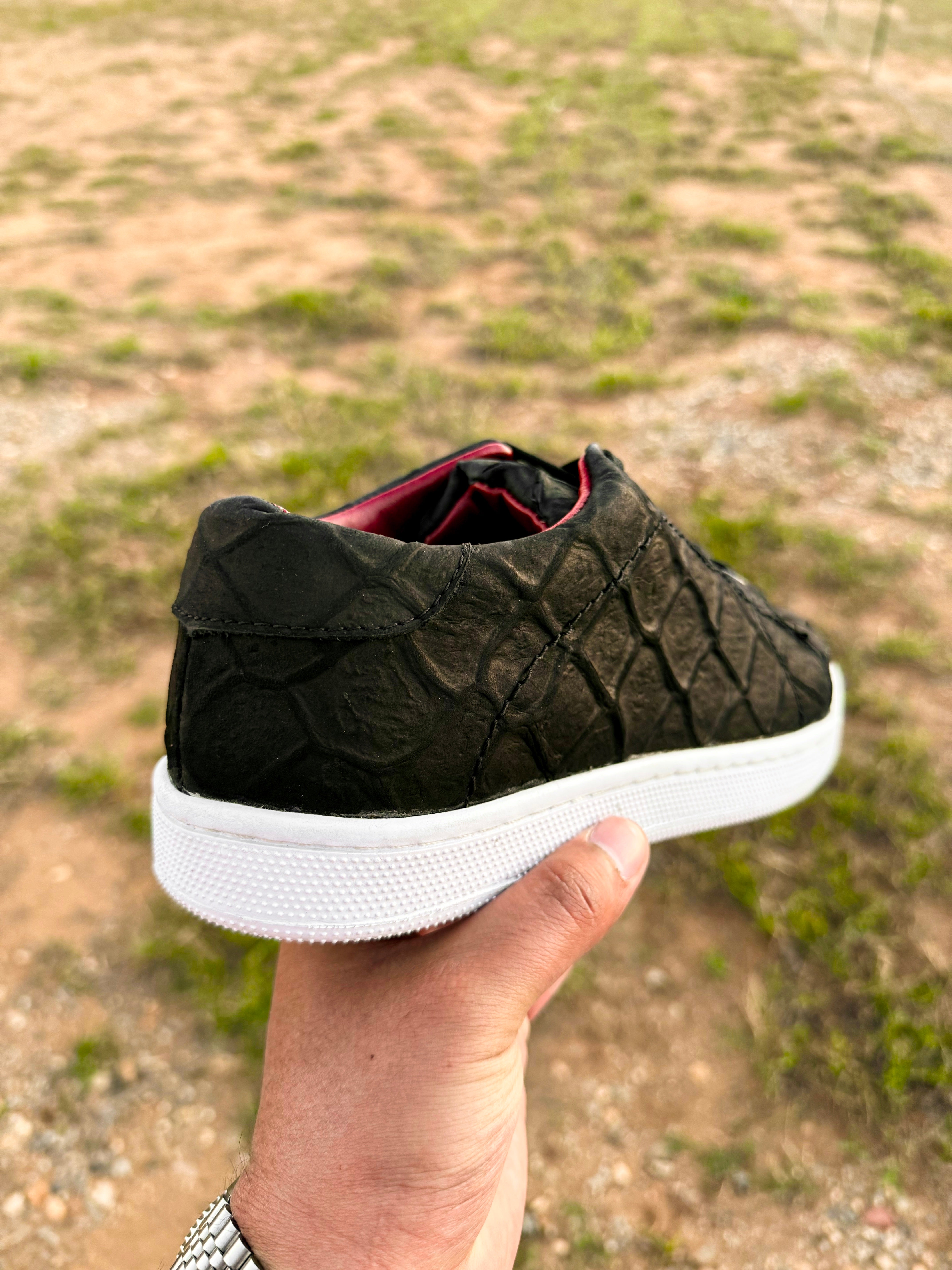 Matte Black Pirarucu Leather Shoes