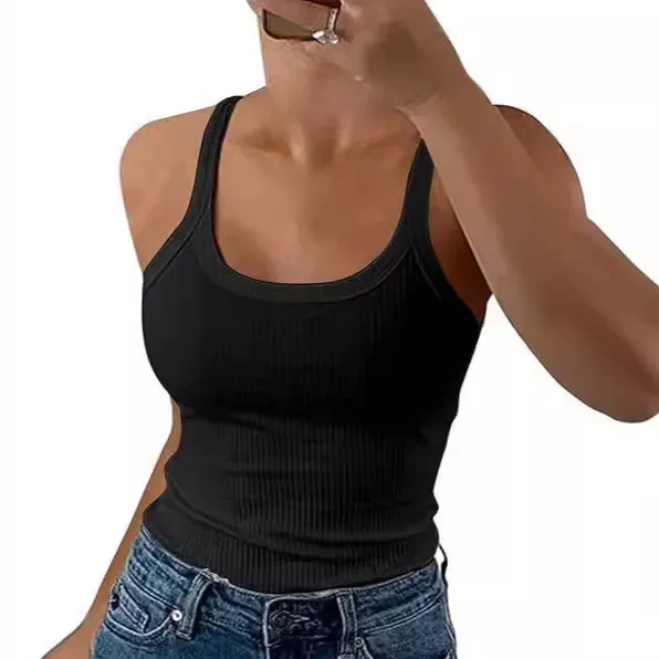 American Style Women's Tankvest Summer Outerwear Pullover Top Sports Streetwear European Fashion Clothing Backless Strapless