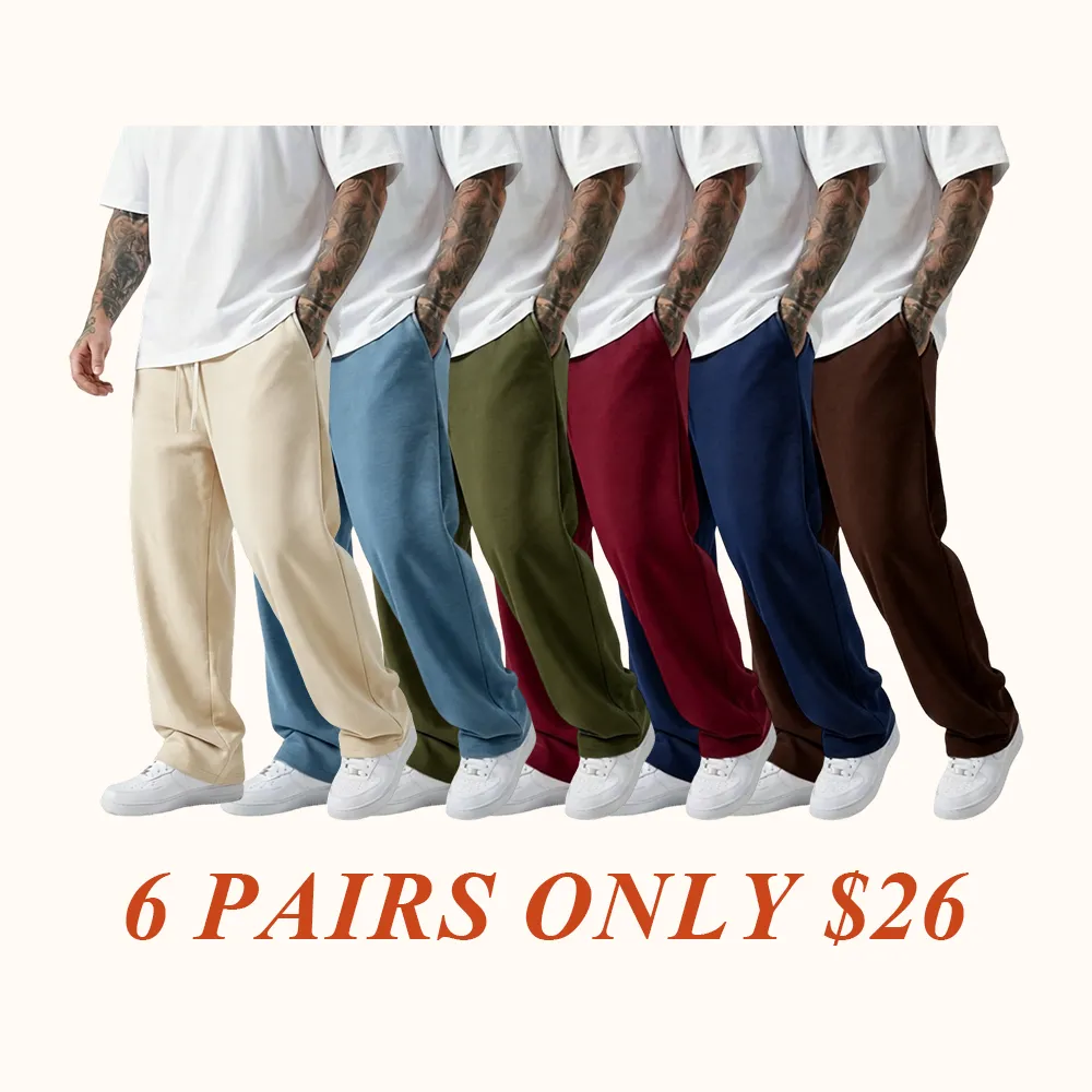 Men's Casual Jogger Pants - Straight-leg loose fit, elastic waistband with drawstring, side pockets