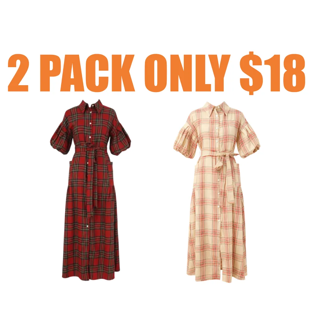 Christmas Womens Casual Button Down Shirt Dress