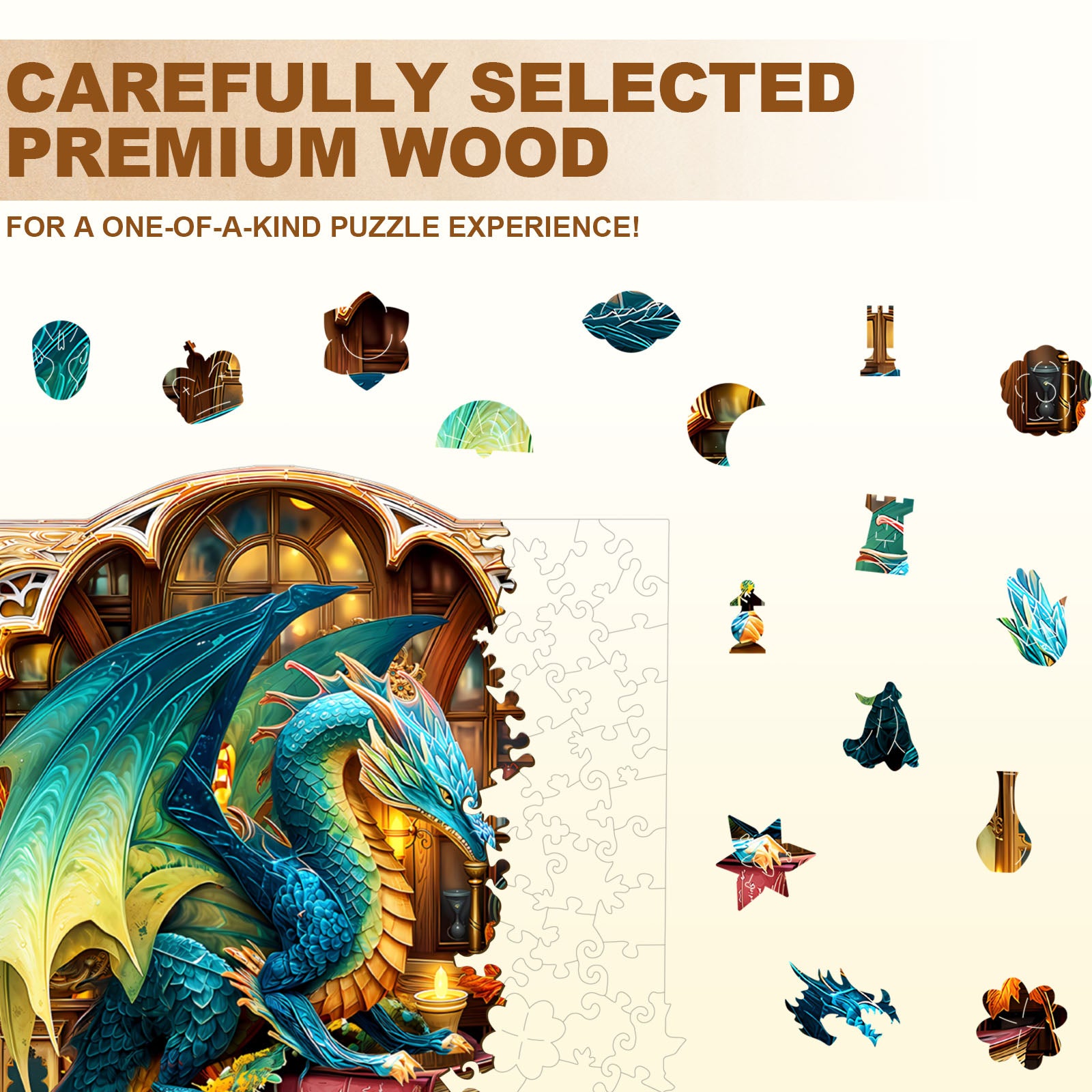 Bookcase Dragon Wooden Jigsaw Puzzle