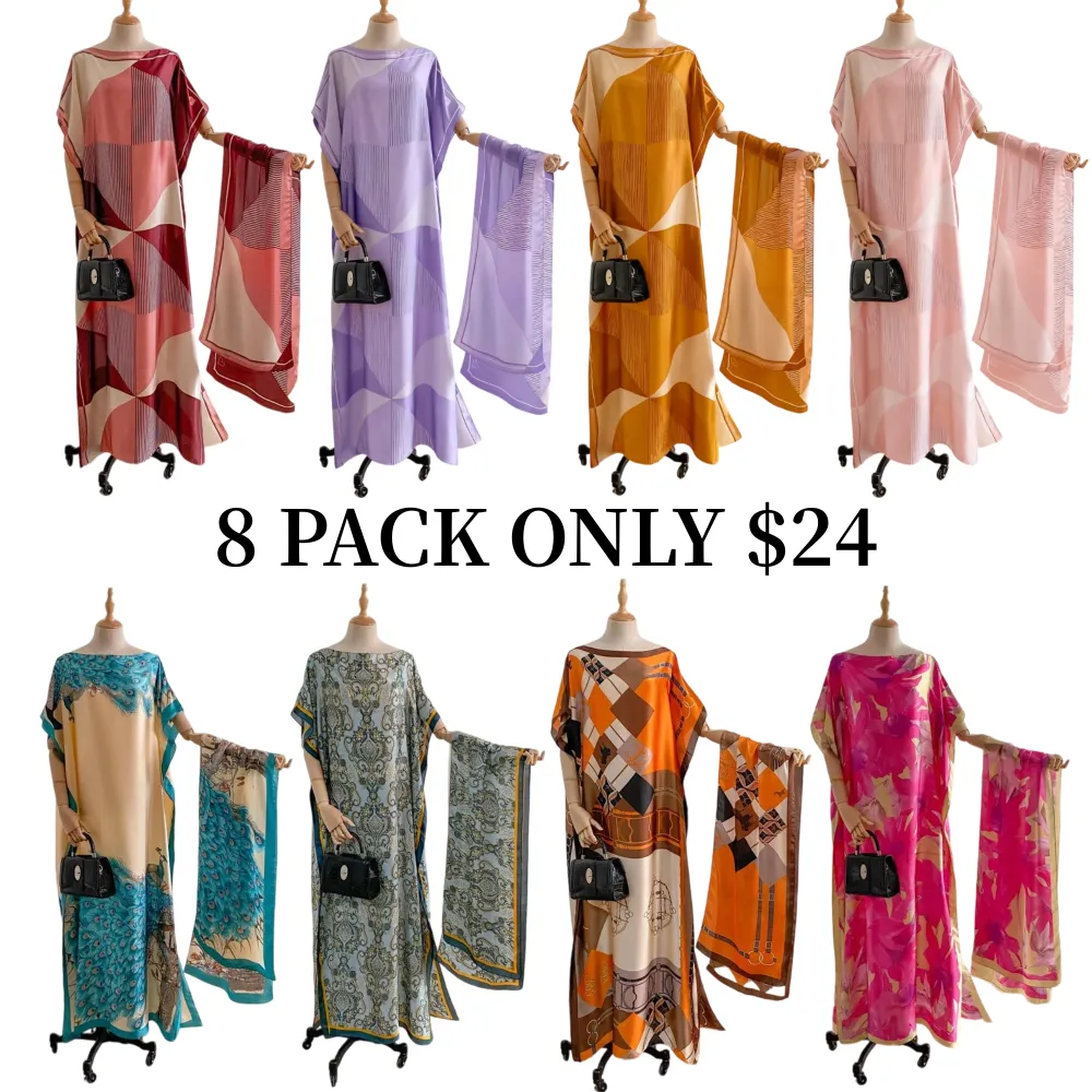 Women's Print Long Scarf & Poncho Set