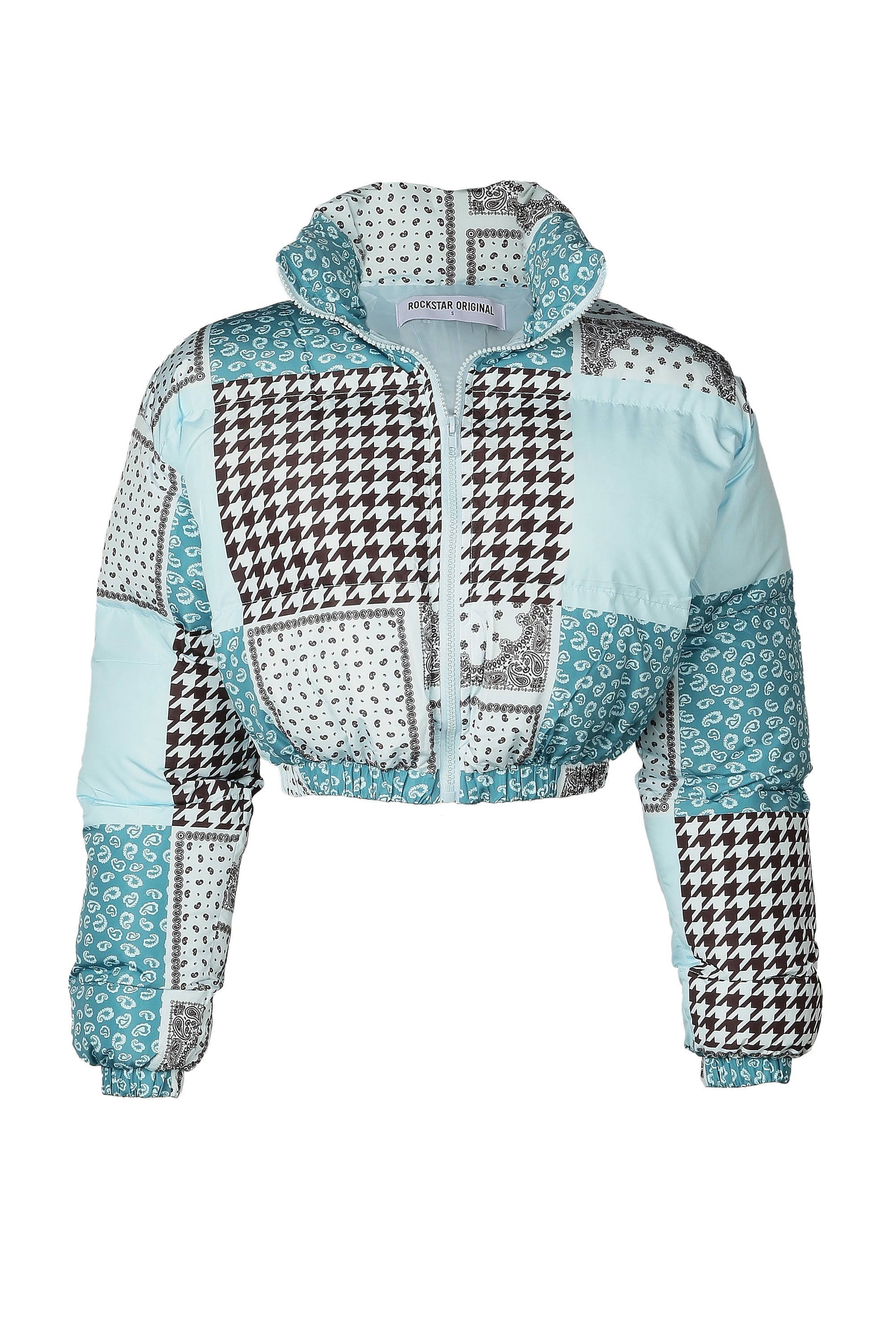 Steady Mobbin Blue Bandana Print Puffer Jacket