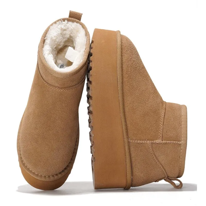 Women's Suede Ankle Boots – Water Resistant, Fur Lined, Lightweight, Non-Slip, Memory Foam Comfort