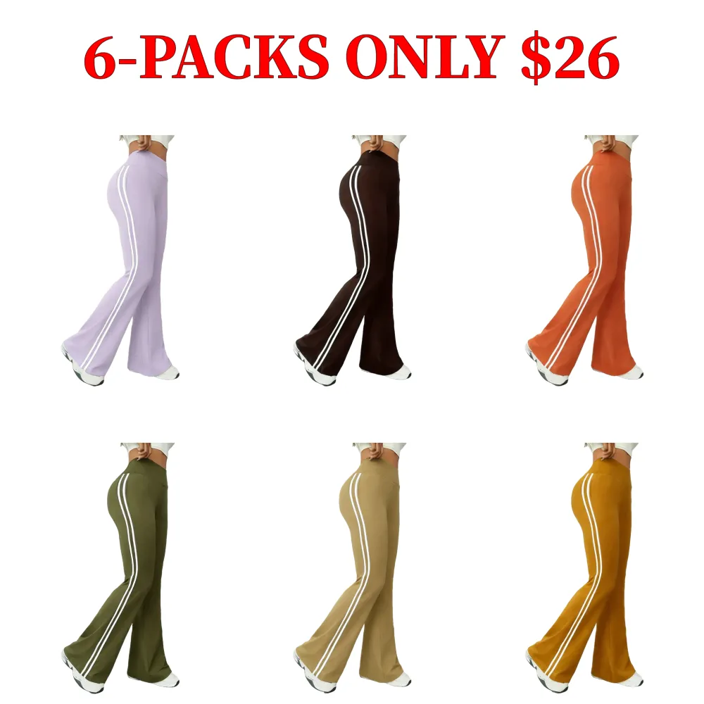 Women's High Waist Drapey Bell Bottoms, Tight Fit Colorblock Sport Pants, Stylish and Comfortable Casual Wear