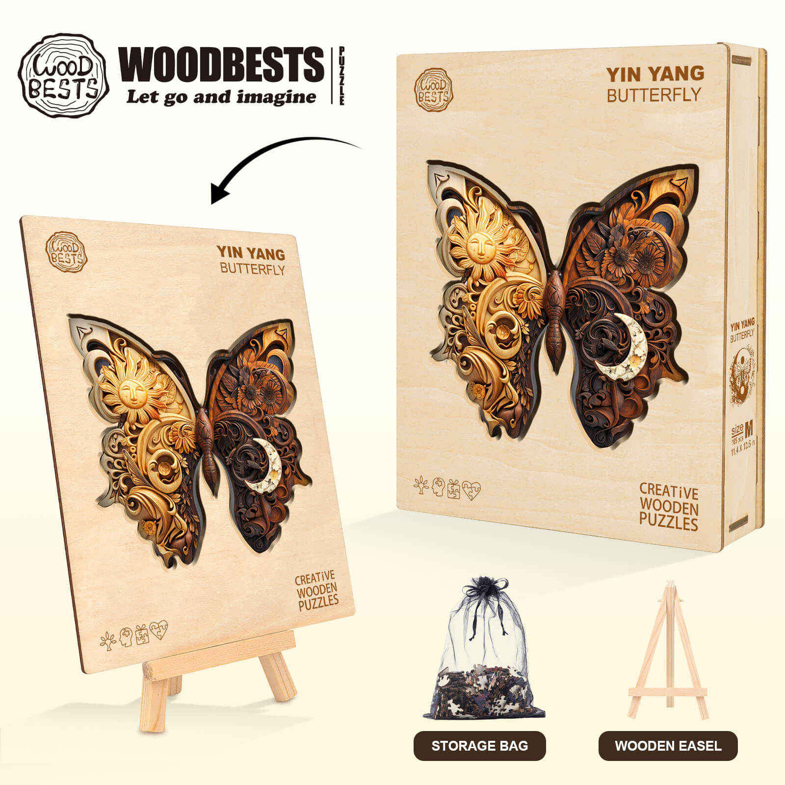 Yin Yang Butterfly Wooden Jigsaw Puzzle