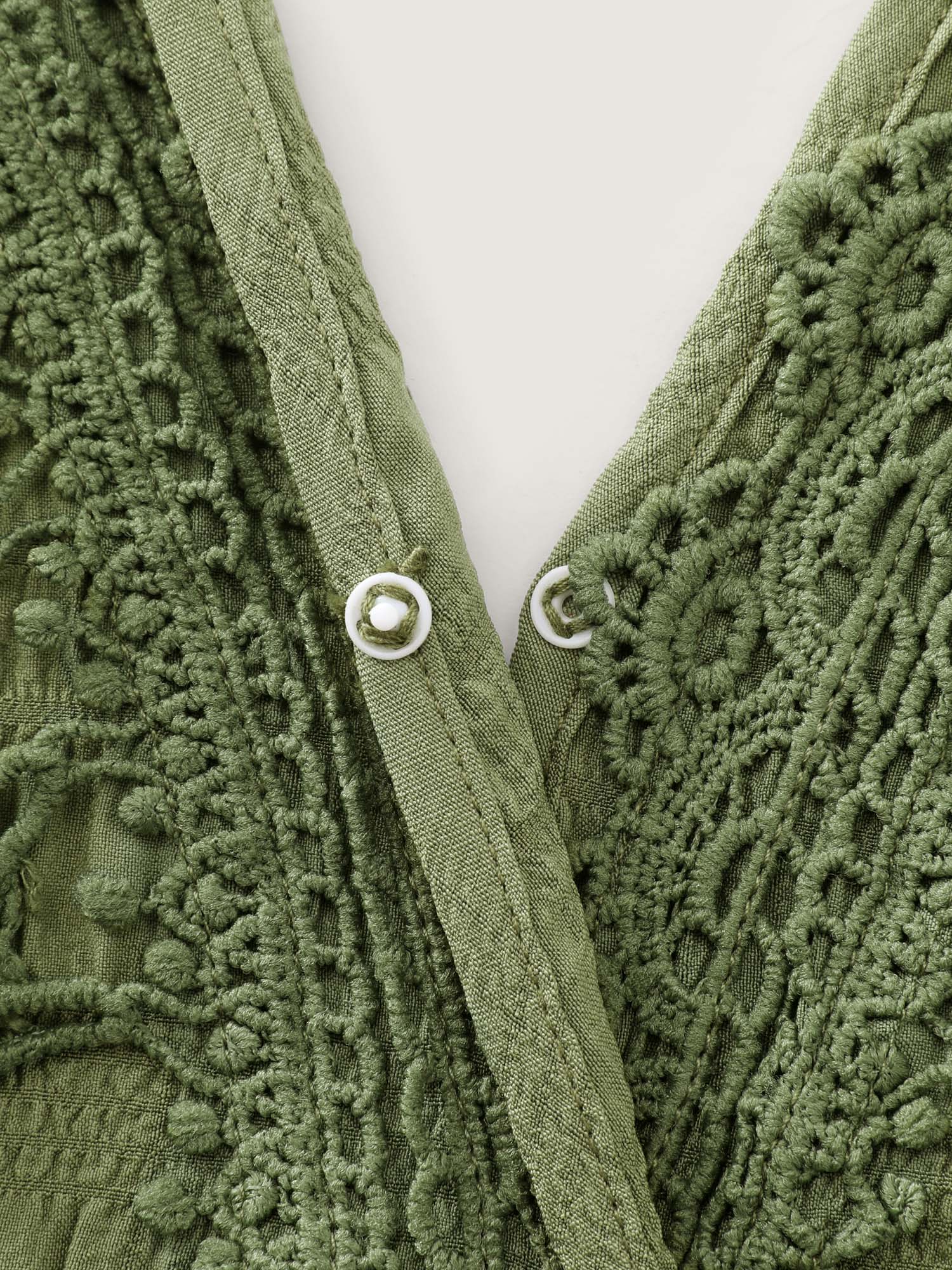 Floral Fringe Lace Neckline Romper