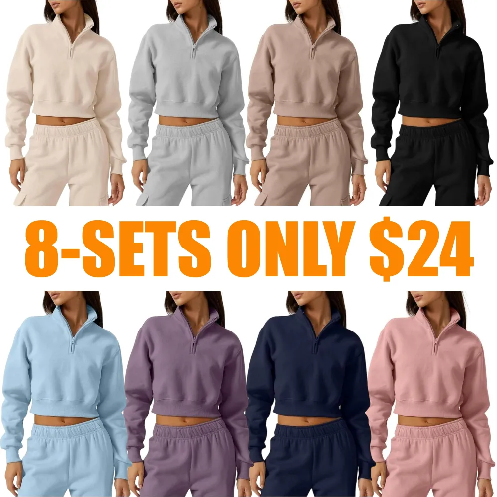 Women's Half-Zip Sports Top and Pants Set