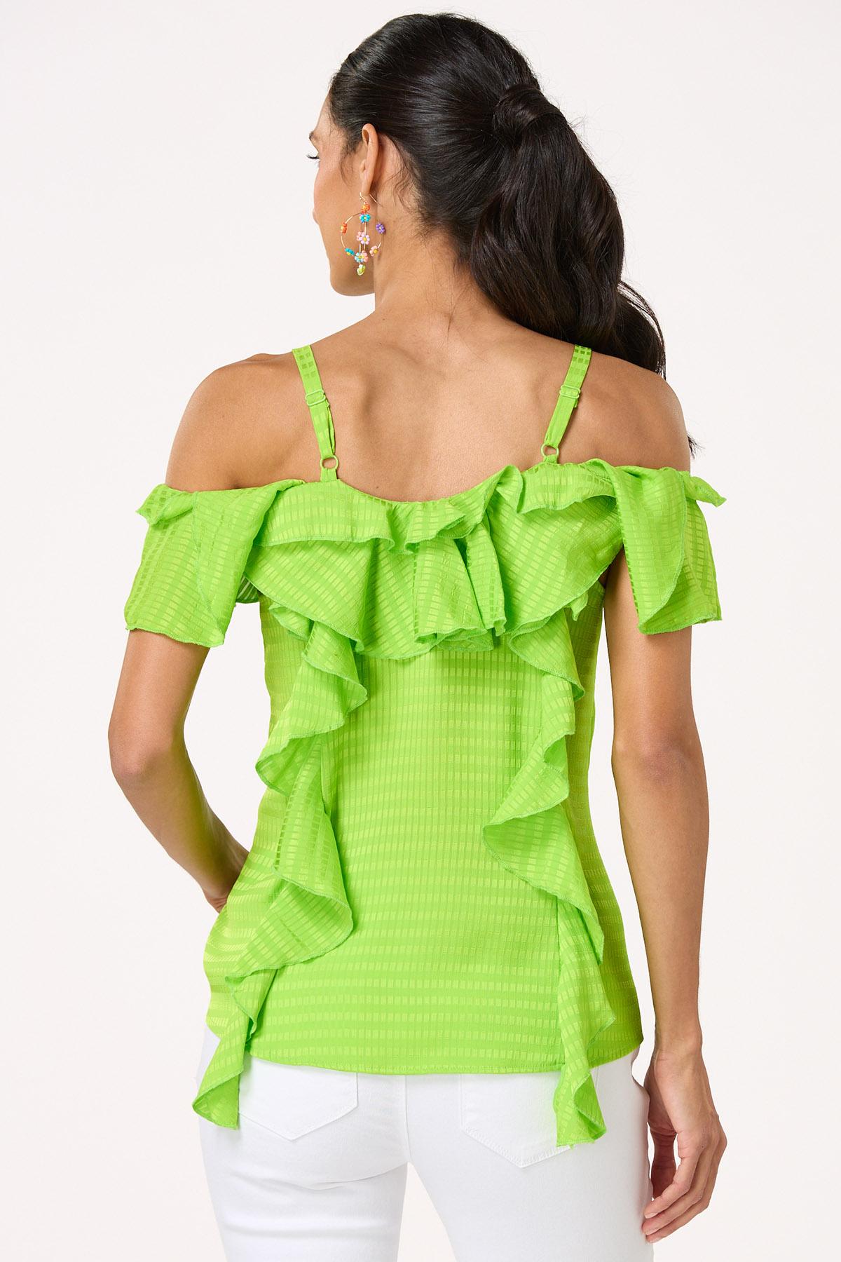 Lime Ruffled Check Tank