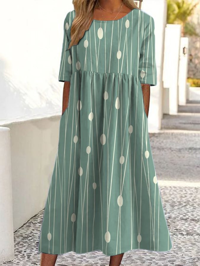 Women's Casual Striped Polka Dot Dress- Fast Shipping