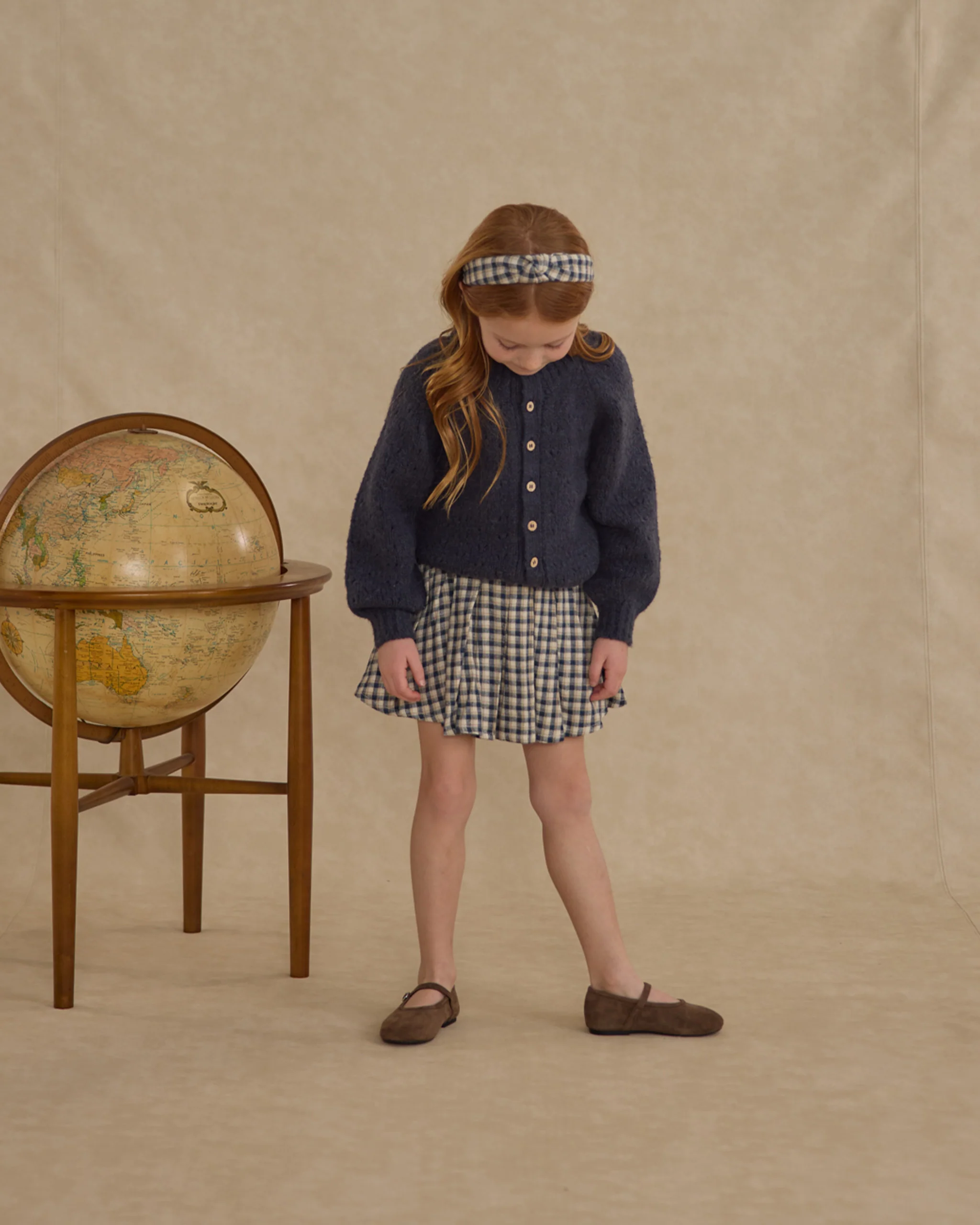 Pleated Mini Skirt || Navy Check