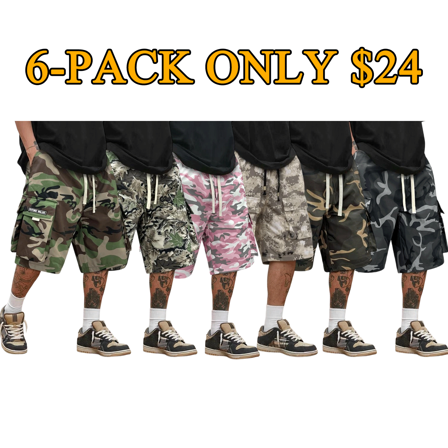 🩳 Men's Street Camo Cargo Shorts (Loose Fit)