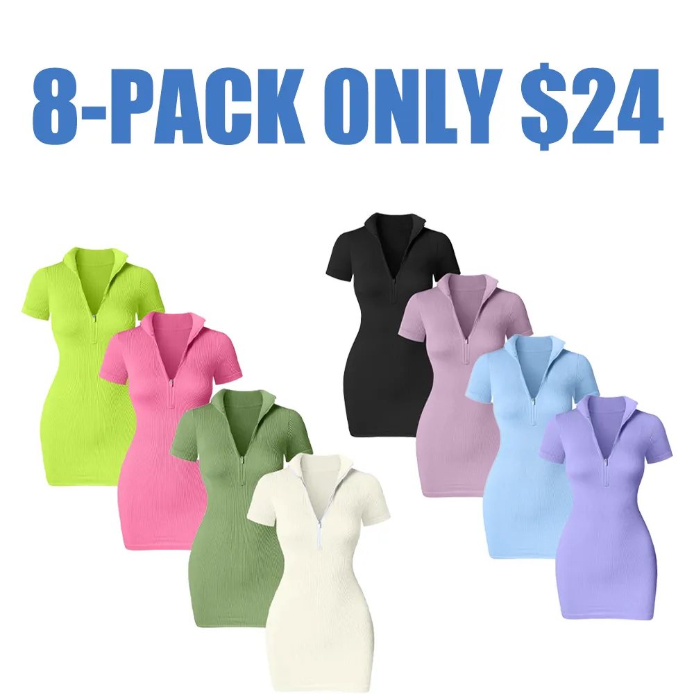 Lapel Zip Tight Dresses Stretchy Womenswear(Just $3 Each!)