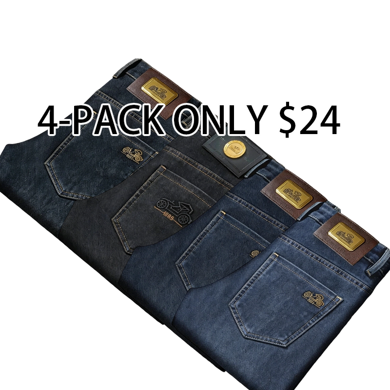 Spring New Men's 100% Pure Cotton Straight - Leg Jeans