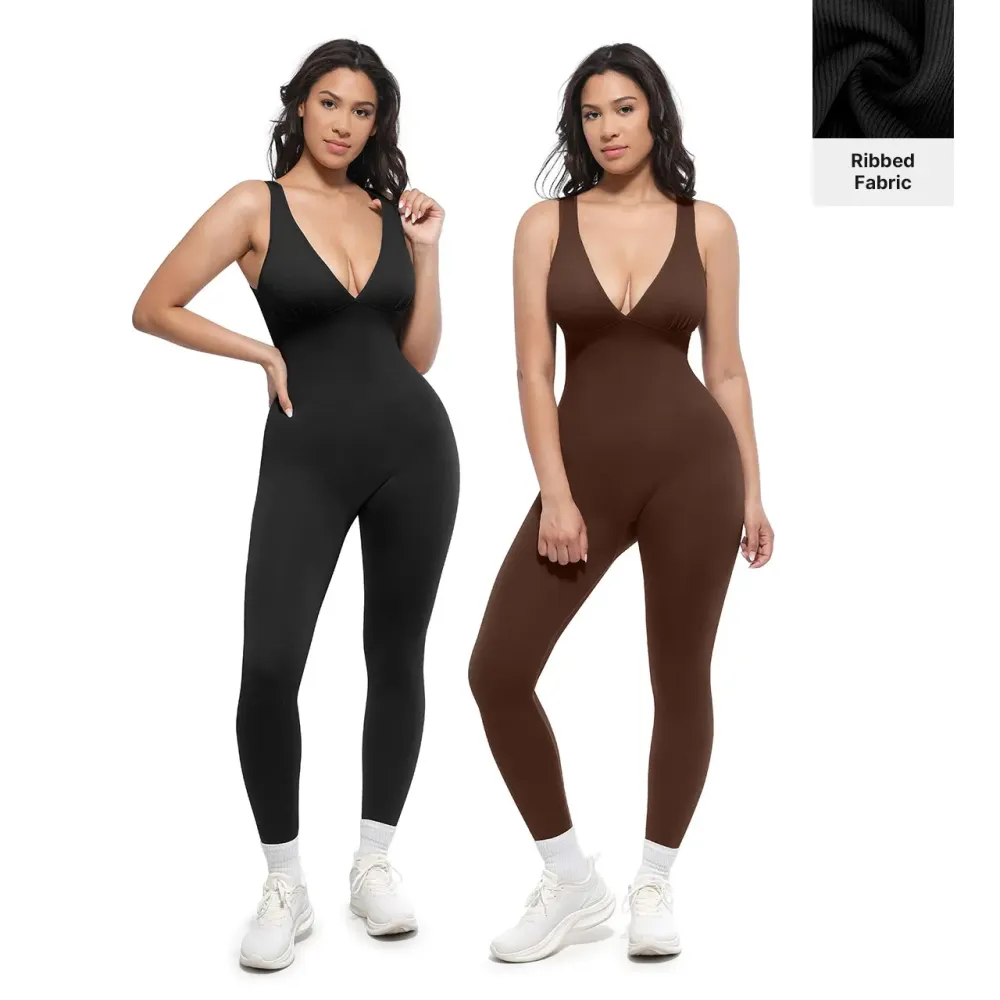 Deep V-neck shapewear bodysuit with breast support