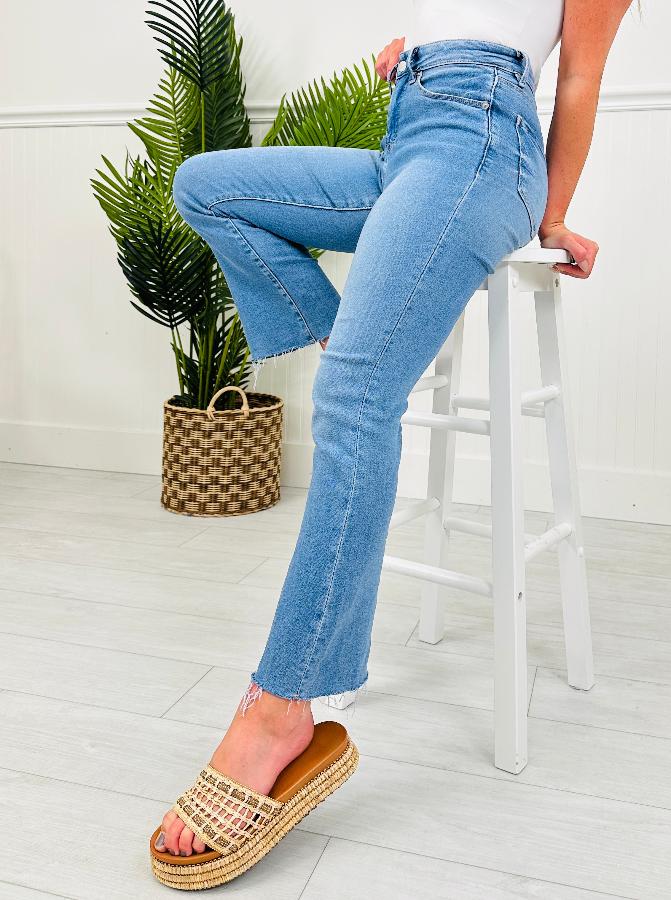 Soft Spot Tummy Control Cropped Kick Flare Jeans