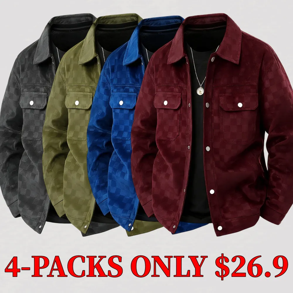 Men's black patterned suede and wool jacket