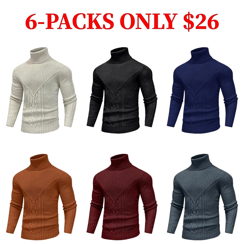 Men's solid color textured turtleneck sweater