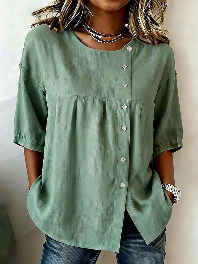 Women's Casual Retro Cotton Linen Button-Up Shirt- Fast Shipping