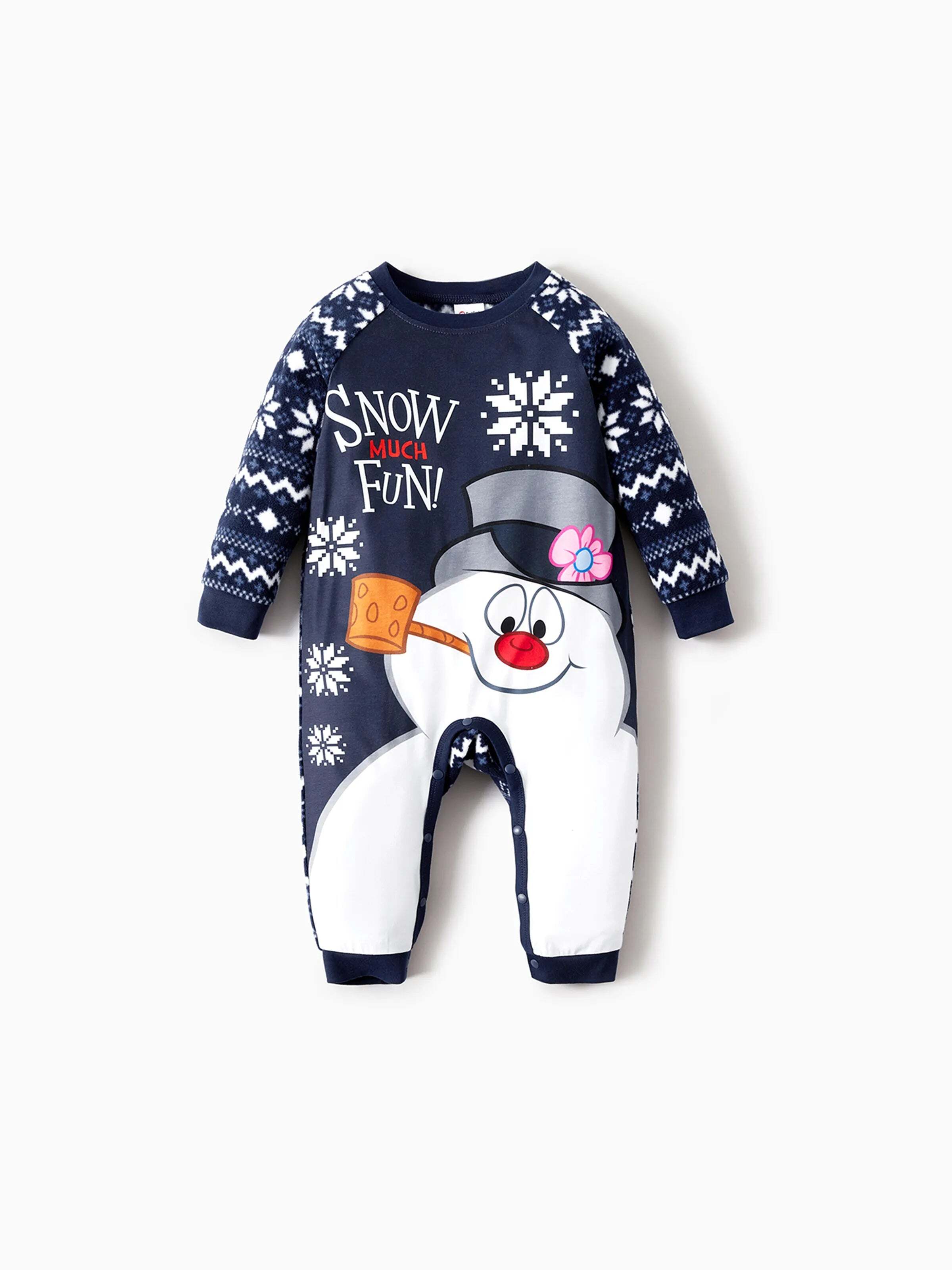 Frosty The Snowman Christmas Fleece with Snowflake Print Pajamas Sets with Christmas Socks