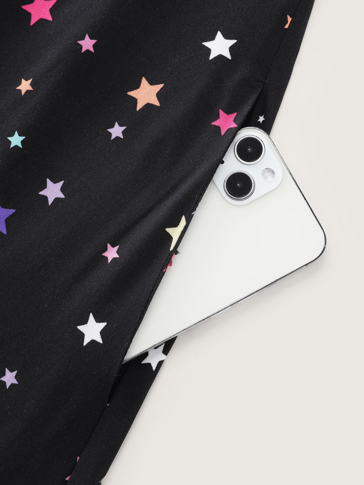 Colorful Star Print Pockets Mini Dress