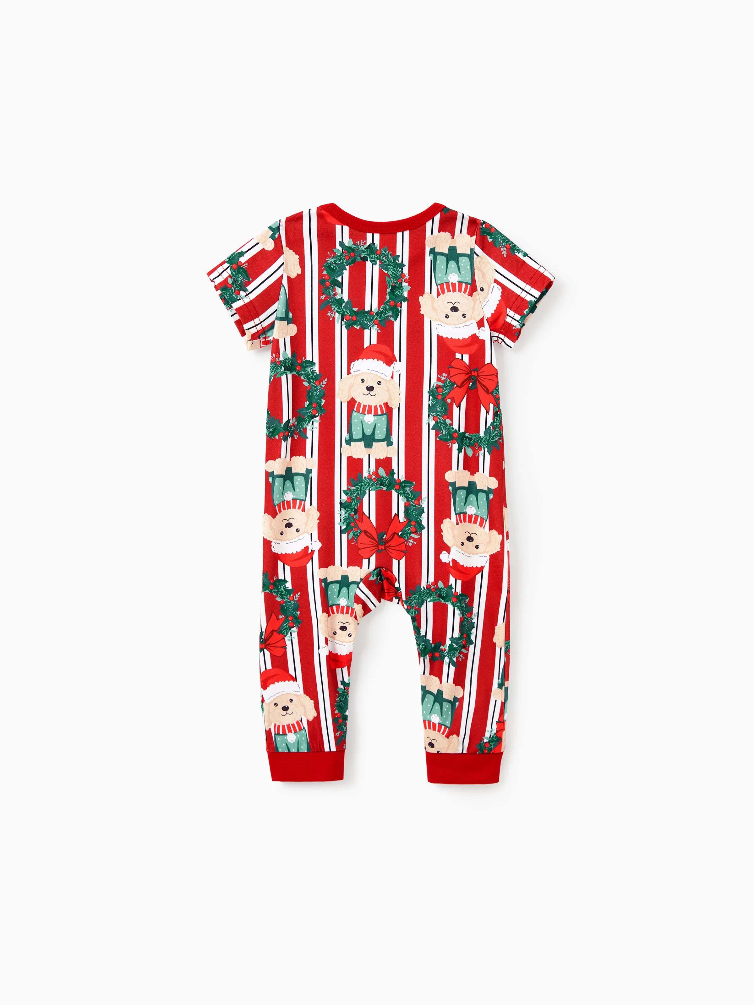 Christmas Matching Family Pajamas Set Christmas Doggy Print Red PJS Red