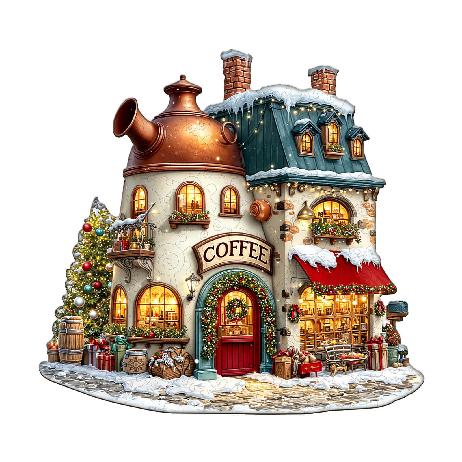Christmas Cafe Wooden Jigsaw Puzzle