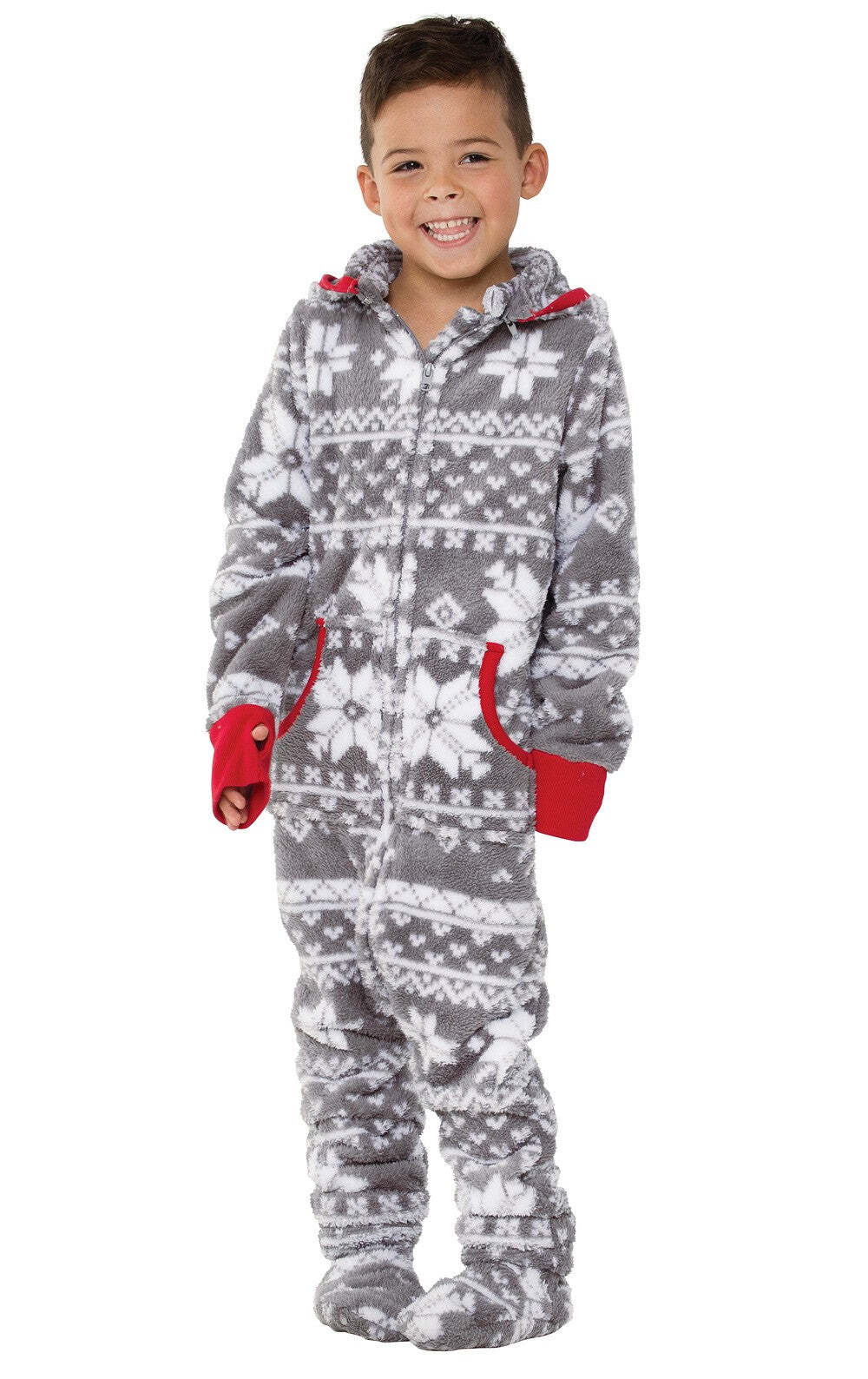 Nordic Fleece Hoodie-Footie Matching Family Pajamas