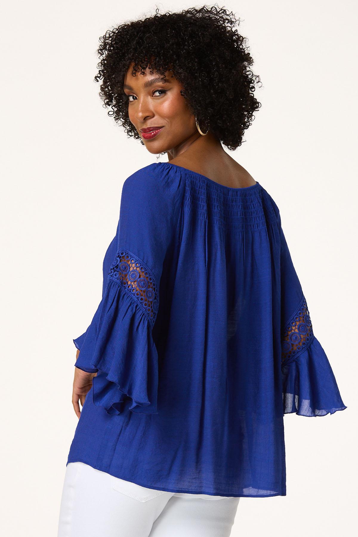 Smocked Crochet Sleeve Top