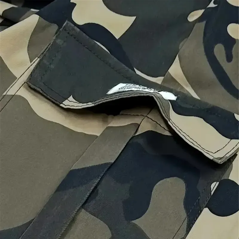 Camouflage Twill Pocket Shorts Three-Piece Set Men's Casual Khaki Green Black Trousers Suitable For Daily Wear