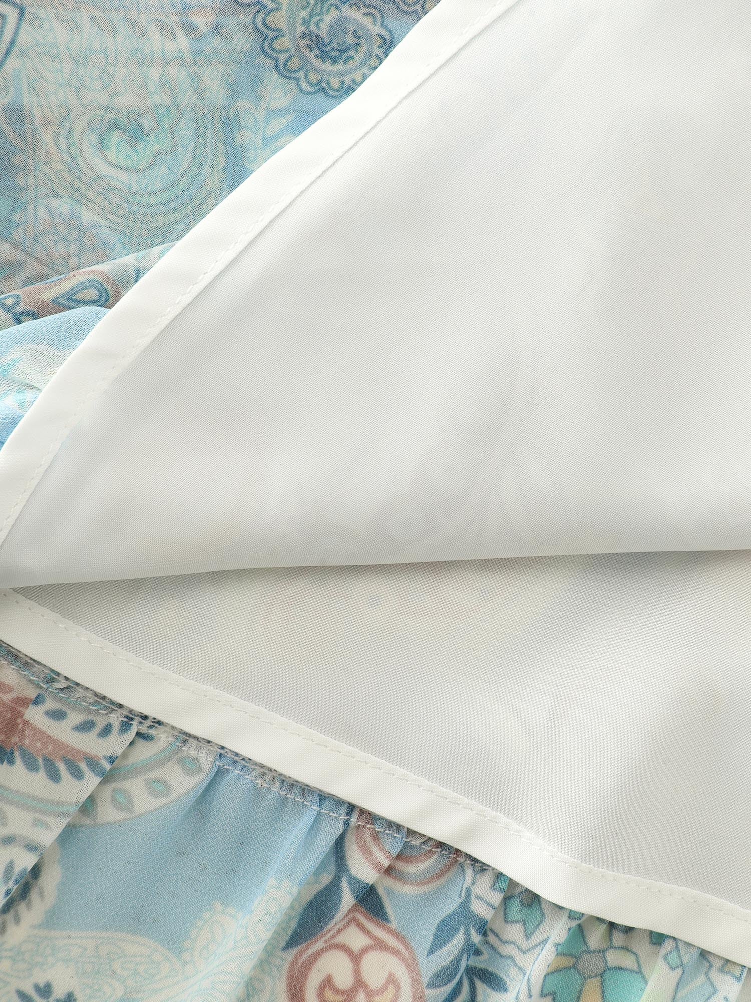 Delicate Paisley Print Ruffled Detail Maxi Dress