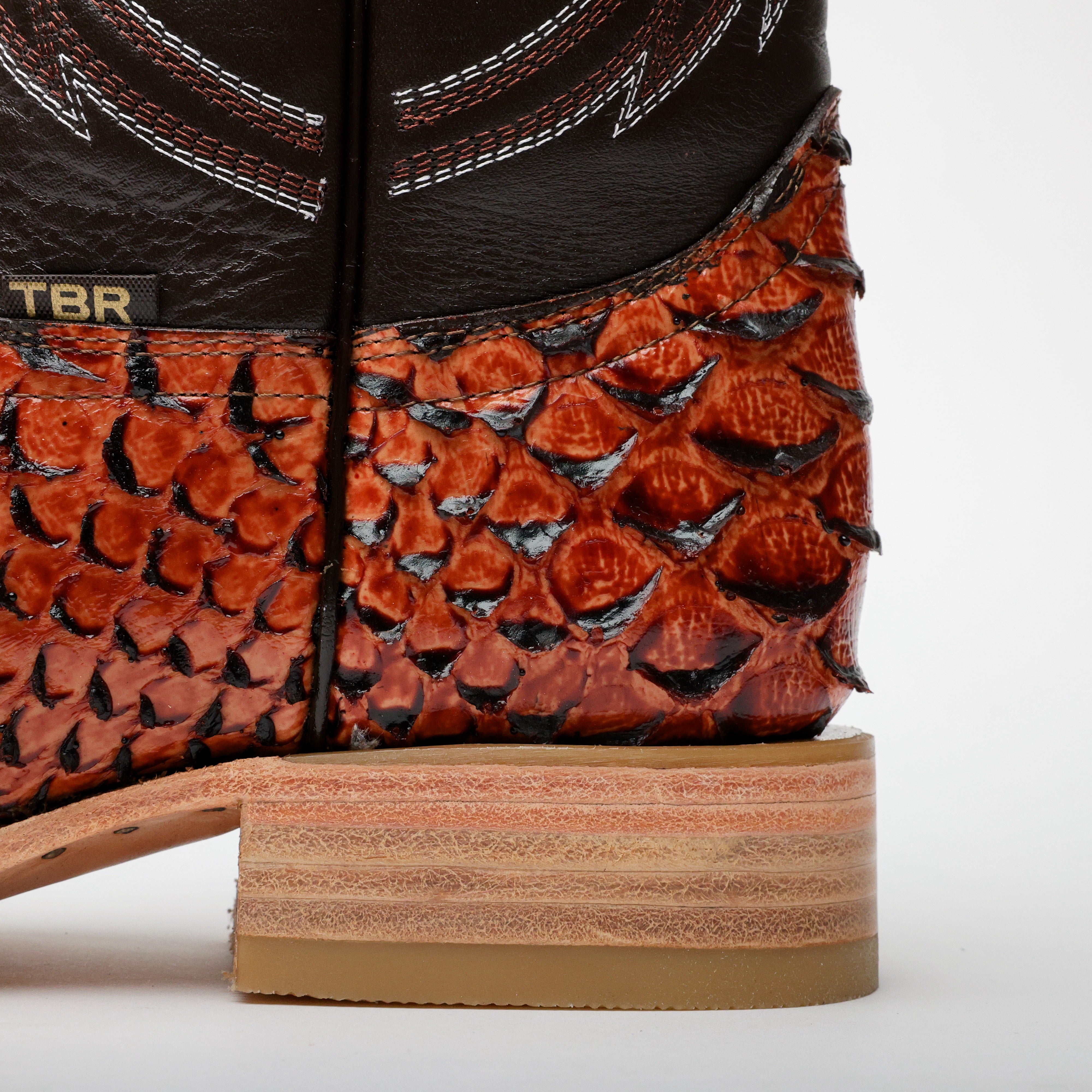 Cognac Python Leather Boots - Square Toe