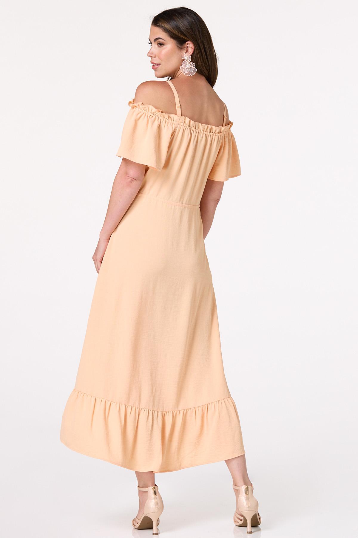 Off Shoulder High- Low Midi Dress