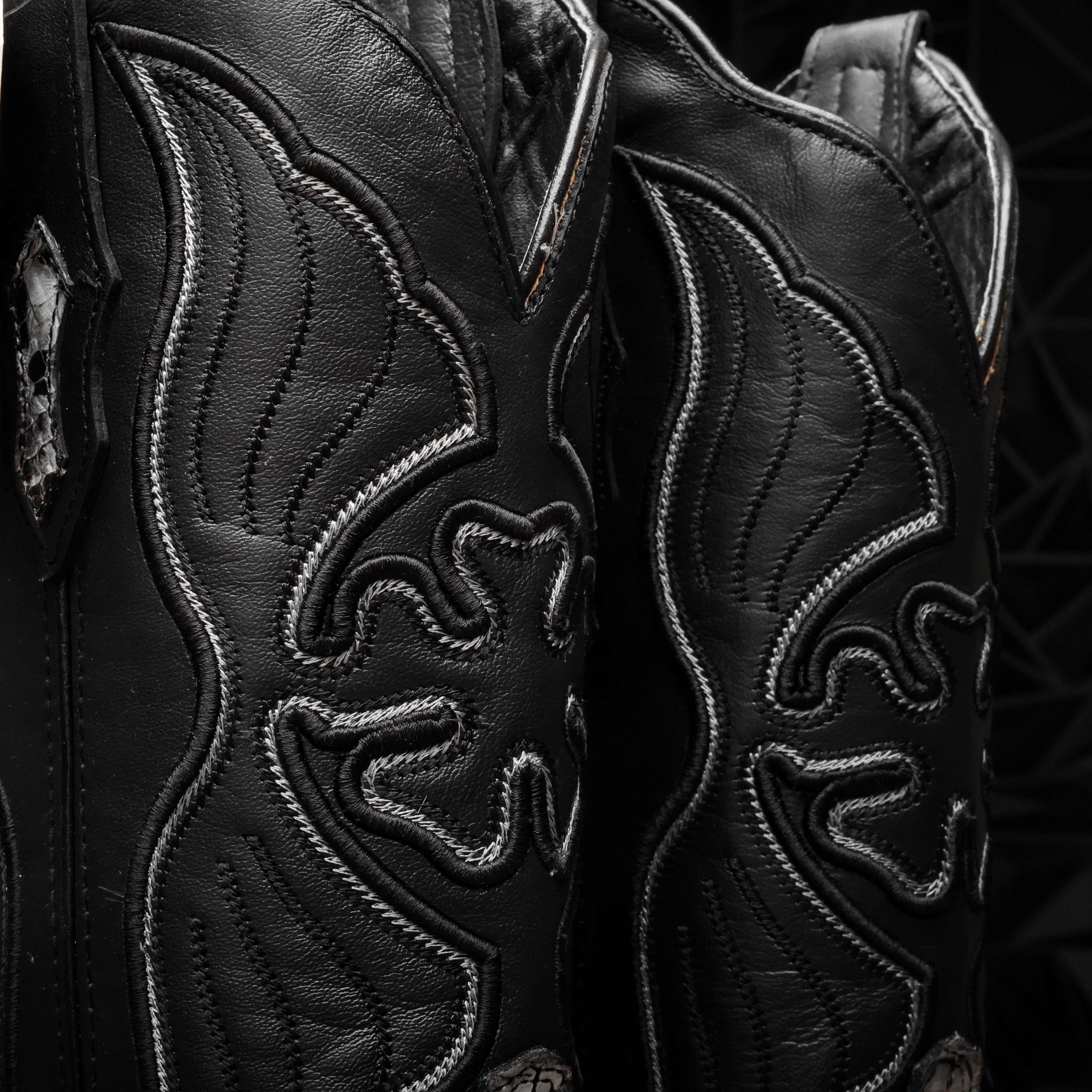 Natural Python Leather Boots - Square Toe