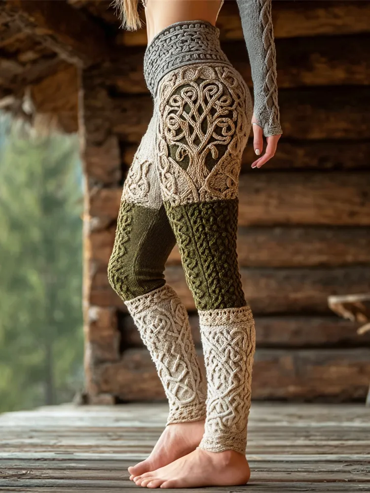 Tree Of Life & Celtic Knot Art Women's Knit Leggings