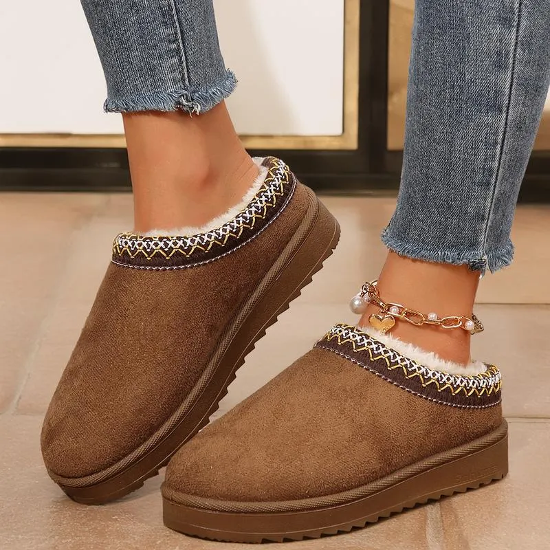 Women's Slipper Suede Leather Indoor/Outdoor Comfy Fleece Lined Short